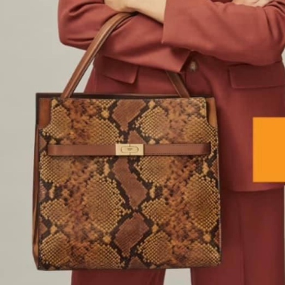 New Tory Burch Lee Radziwill Exotic Double Bag - Picture 4 of 16